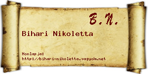 Bihari Nikoletta névjegykártya