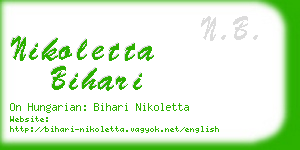 nikoletta bihari business card